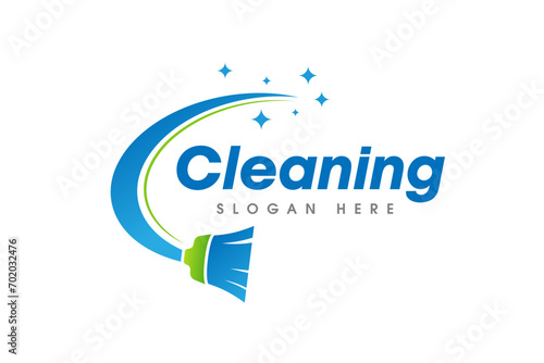 Cleaning Service Business Logo Symbol Icon Design. Abstract broom or sweep vector icon symbol photo