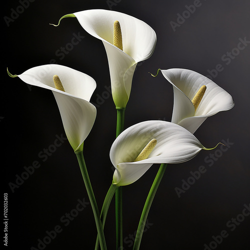 Calla Lilies With A Black Background