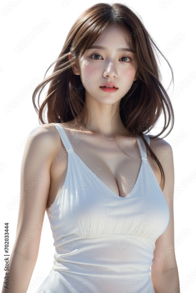 Asian sexy woman isolated on transparent background