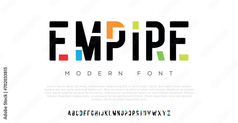 Empire Modern minimal font for personal and business use. Capital sport alphabets and game fonts. Creative letter in white color. Empire Modern minimal font for personal and business use. Capital sport alphabets and game fonts. Creative letter in white color.