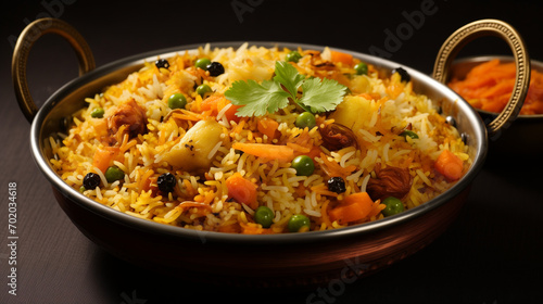 Vegetable Biryani Isolated Background Generative Ai