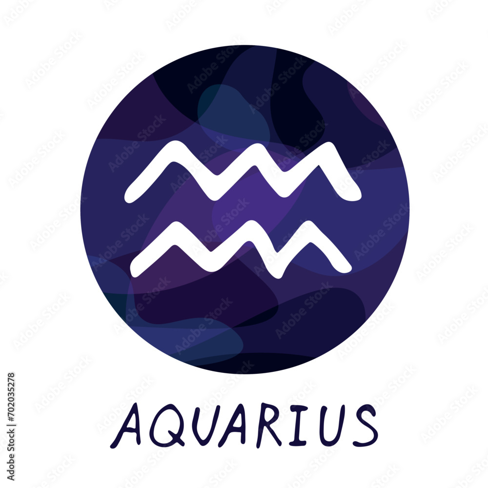 Hand drawn aquarius zodiac sign in round frame Astrology doodle clipart Element for design Hand drawn aquarius zodiac sign in round frame Astrology doodle clipart Element for design