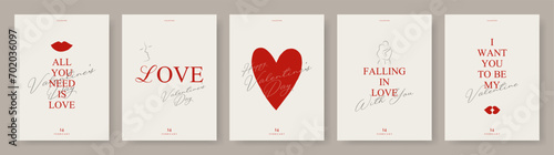 Love word lettering, calligraphy hand drawn heart. Valentine's day concept template, background. Card, poster, cover set. Modern design trendy minimal typography. Line drawing. Vector Illustration.