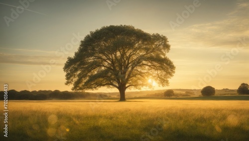 Serene Meadow with Central Tree