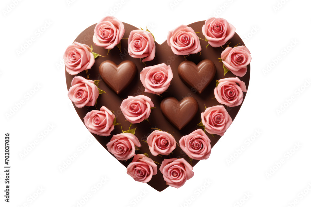Heart-shaped roses and Valentine's Day chocolates Isolated on a clear background, PNG file. Heart-shaped roses and Valentine's Day chocolates Isolated on a clear background, PNG file.