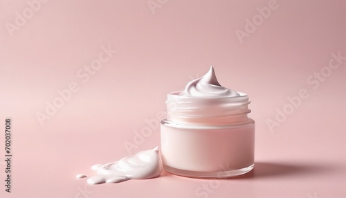 White Cream on Pastel Pink: A Skin Care Concept