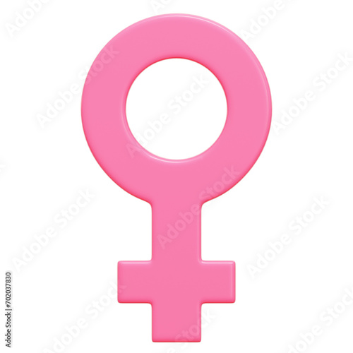 Female Gender Symbol 3D Rendering Icon Isolated Transparent Background