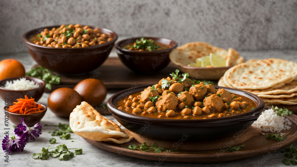 Chole Bhature on a clean white background, highlighting the intricate details and flavors of this beloved North Indian cuisine Chole Bhature on a clean white background, highlighting the intricate details and flavors of this beloved North Indian cuisine