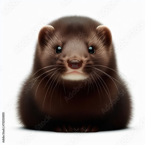 European mink, Mustela lutreola, vison europeo, Европейская норка, Isolated in a White background. photo