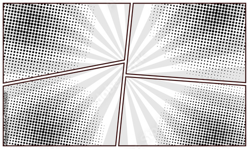 Blank comic scene background black and white