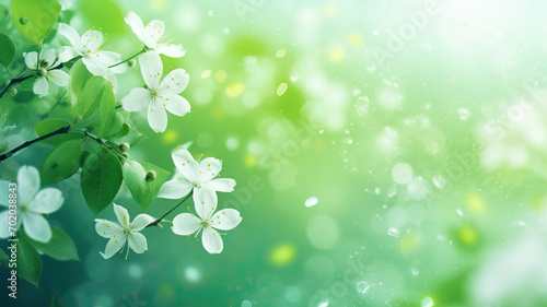Beautiful spring background with green juicy young cool color photo