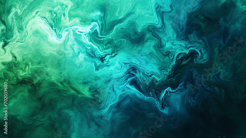 Abstract Oceanic Blue to Emerald Green Fluid Patterns