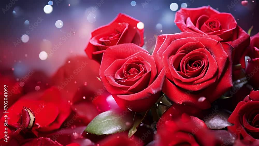 Vibrant red and pink blooms adorned with sparkling fairy dust, giving off a truly magical touch to this Valentines scene. Vibrant red and pink blooms adorned with sparkling fairy dust, giving off a truly magical touch to this Valentines scene.