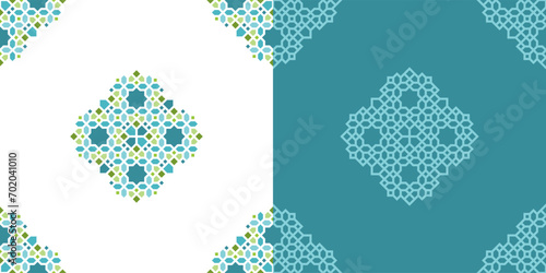 Islamic Ornament Design with Pastel and Green Color