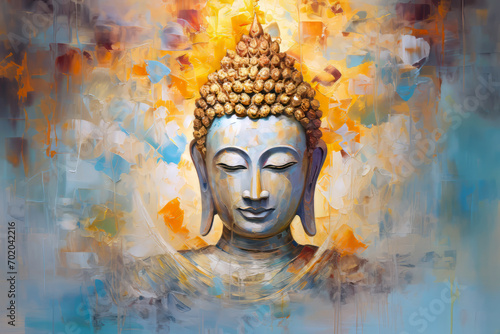 Abstract Buddha Oil Painting in Warm Colors - Printable Wall Art - Wallpaper - Home Decor