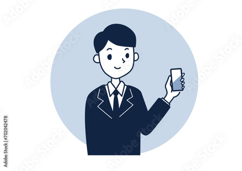 スマホを持つ男性_ビジネス_手続き