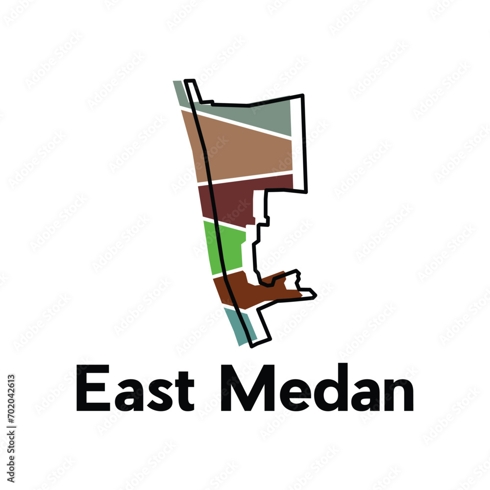 Map of East Medan City modern outline, High detailed vector illustration Design Template, suitable for your company