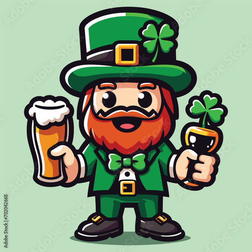 Free vector cute character celebrate st patrick's day 2024 cartoon vector flat isolated illustration