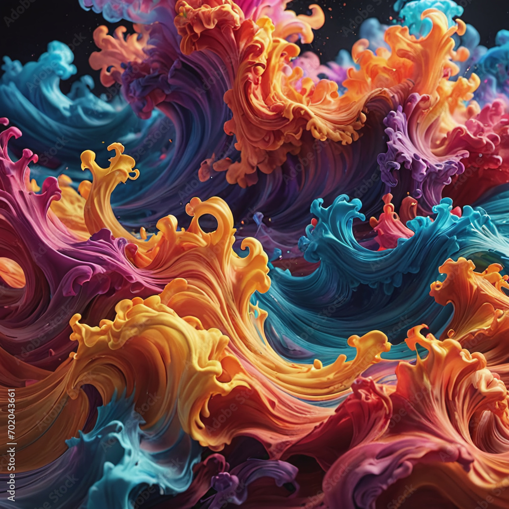 colorful wave cloud abstract, 3D twirl wavy full color cloud