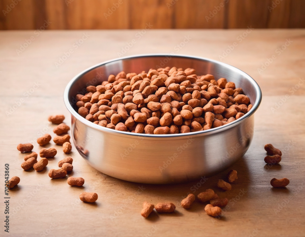 A bowl of dog food A bowl of dog food