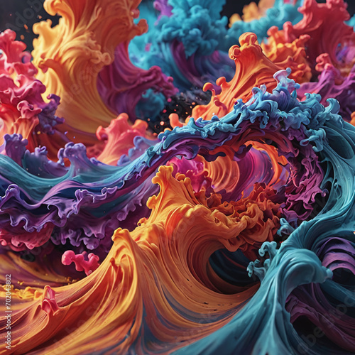 colorful wave cloud abstract, 3D twirl wavy full color cloud