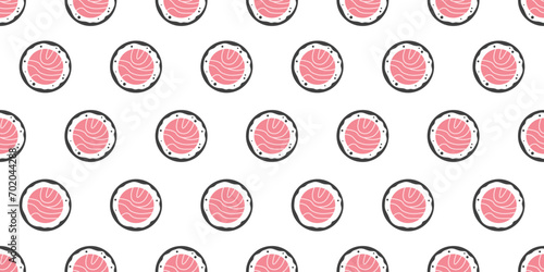 Seamless pattern sushi roll Japanese food