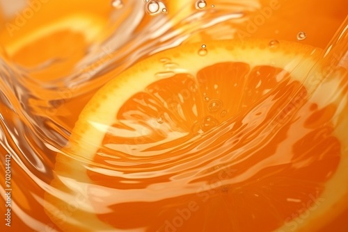 Close-up image of orange juice ripples