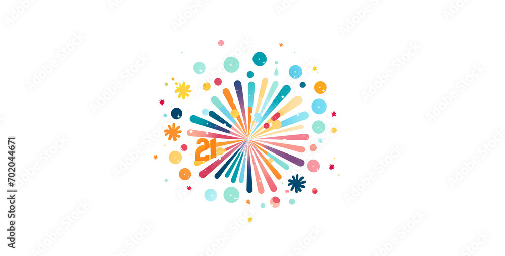 new year firework white background pastel color, background with colorful stars