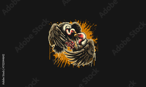 vulture fight vector illustration artwork design