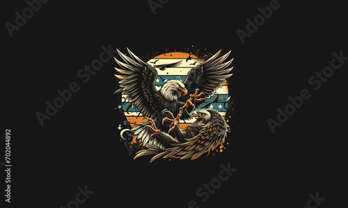 eagle fight with flag american vector artwork design