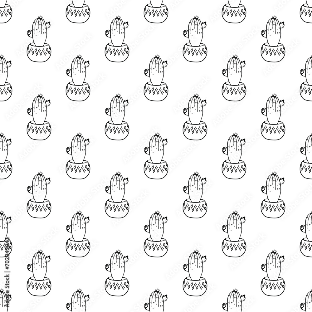 Seamless pattern with cactus doodle for decorative print, wrapping paper, greeting cards and fabric