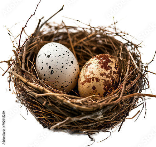 Quail egg nest isolated on transparent background png psd. PNG
