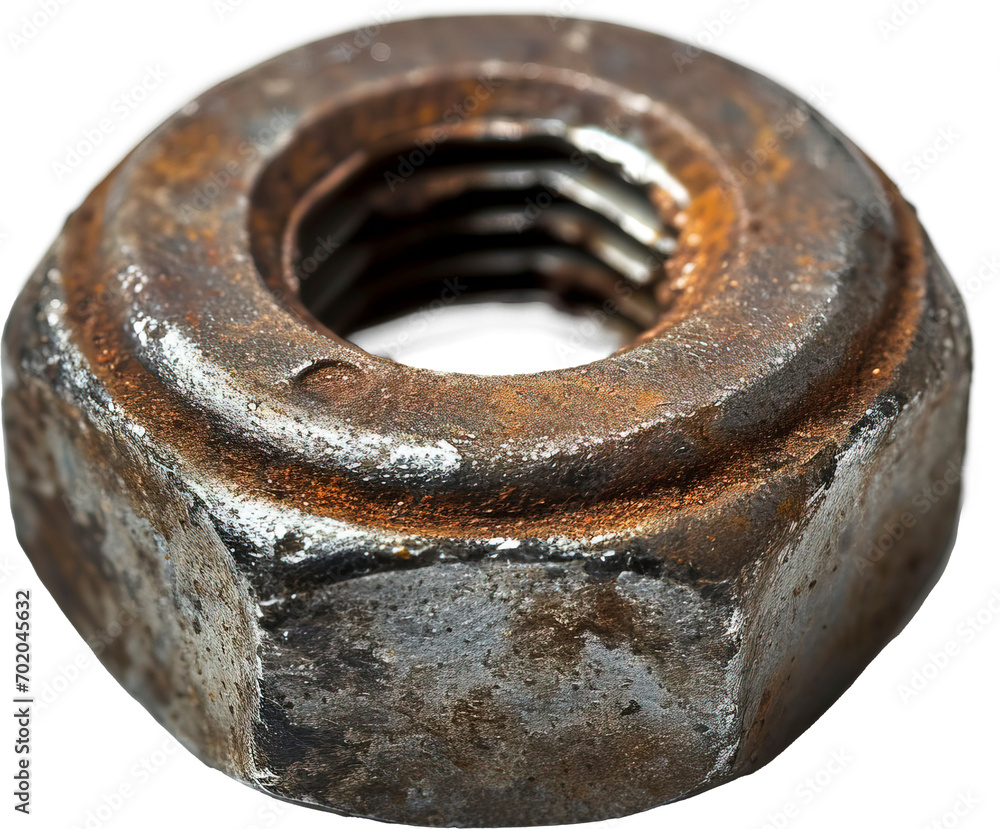 Metal nut isolated on transparent background png psd. PNG