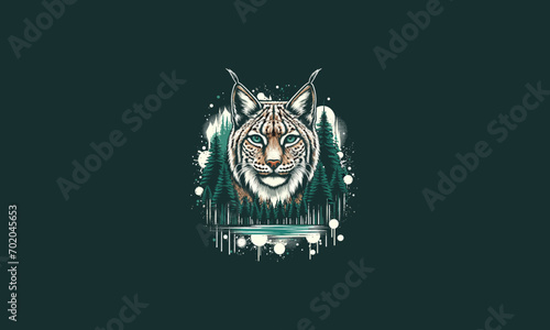 lynx on forest vector illustration artwork design