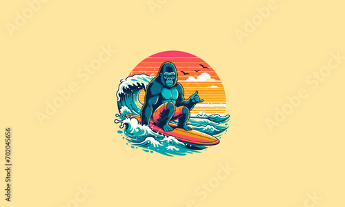 Foto gorilla playing surf vector artwork design