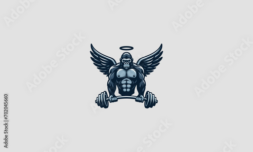 gorilla with wings muscle vector mascot design