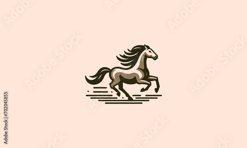 horse running vector illustration flat design logo