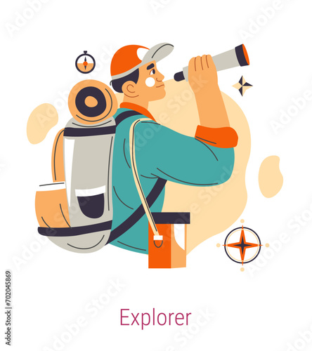 Jungian archetype of Explorer, man on journey