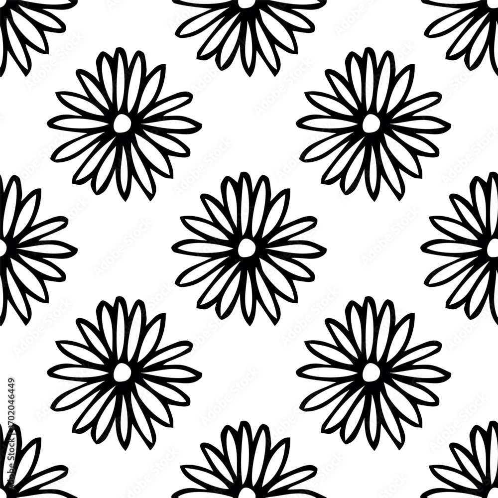 Obraz premium Summer seamless pattern with flowers doodle for decorative print, wrapping paper, greeting cards, wallpaper and fabric