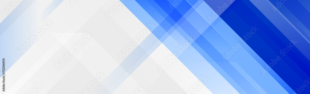 Blue and white diagonal line footer design. Abstract horizontal sport background. Wide triangle banner template for presentation, footer, header, poster. Gradient geometric shape wallpaper. Vector - obrazy, fototapety, plakaty 