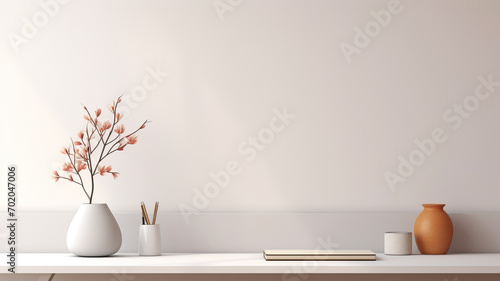 Elegant minimal home office still life composition