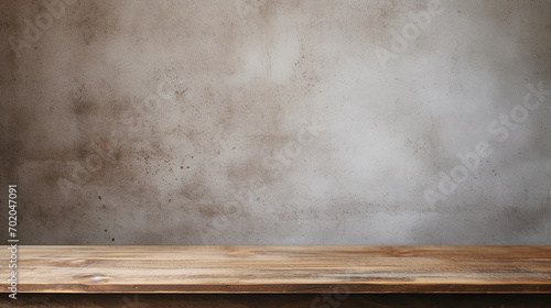 empty wooden table and concrete wall texture and background