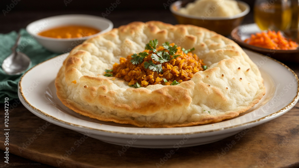 Bhature with a close-up shot, placing them on a clean white plate