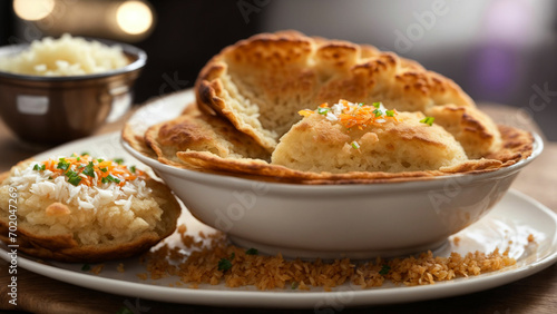 Bhature with a close-up shot, placing them on a clean white plate