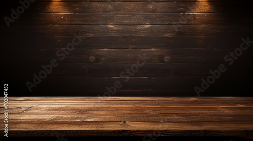 wood table in the dark background