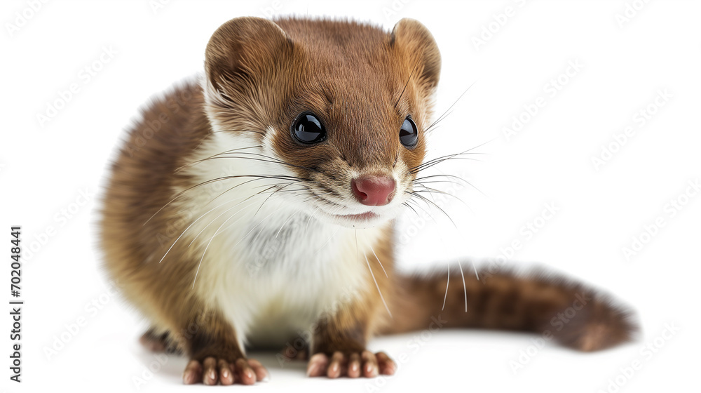 Obraz premium close up of a weasel ferret on white background 