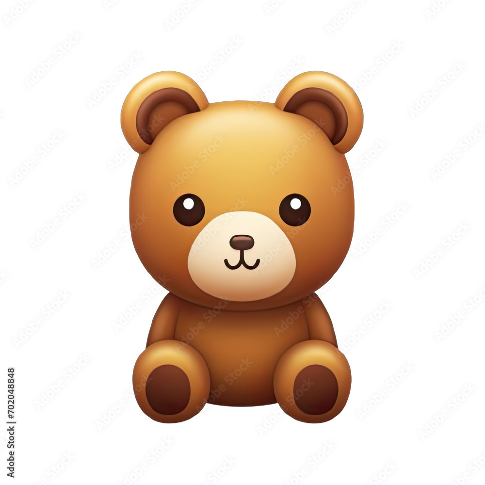 Cute Teddy Bear Icon with Shiny Eyes and Soft Fur Texture Cute Teddy Bear Icon with Shiny Eyes and Soft Fur Texture