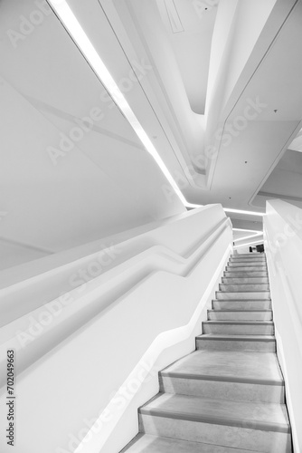 futuristic stairway. modern interior background