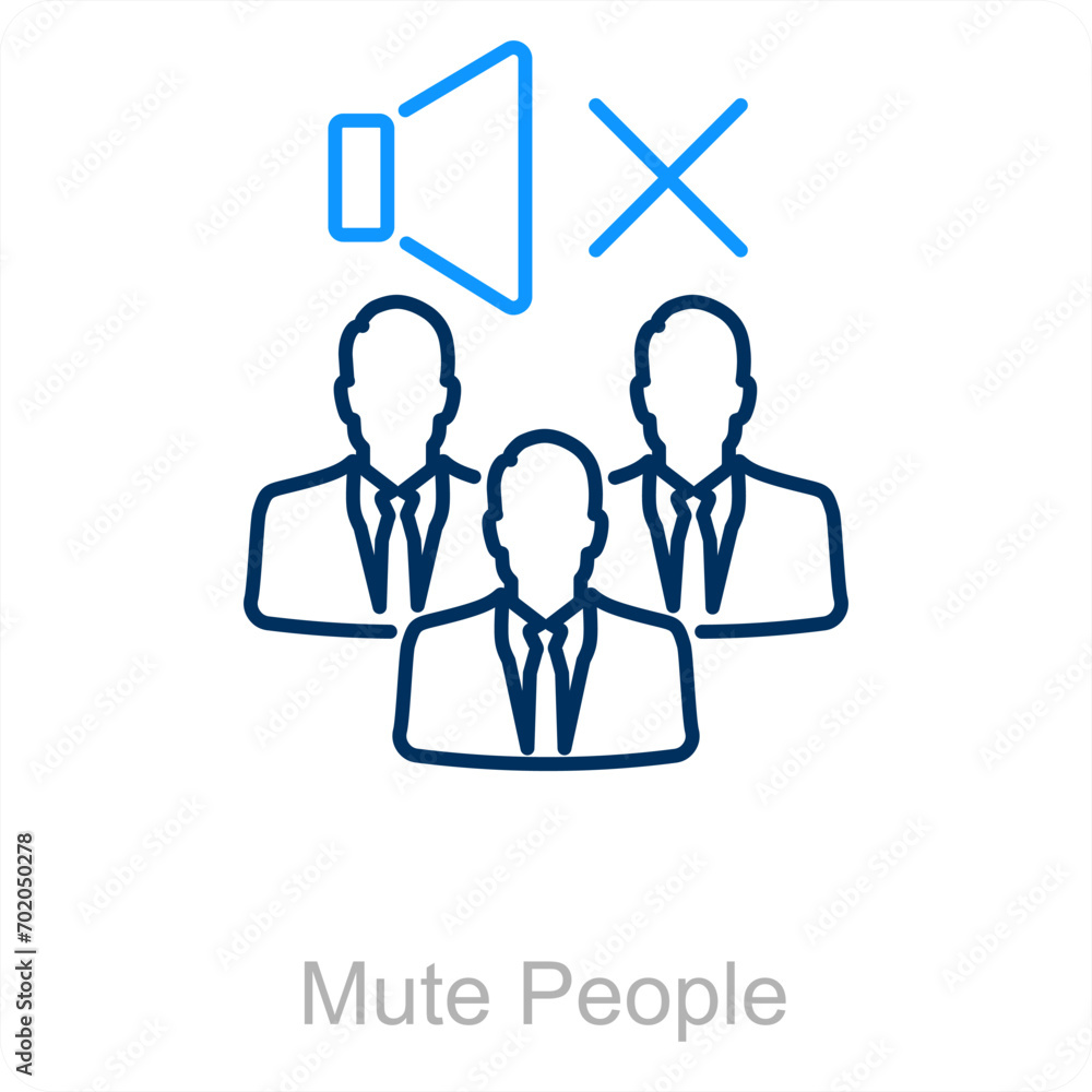 Mute People and mute icon concept Mute People and mute icon concept
