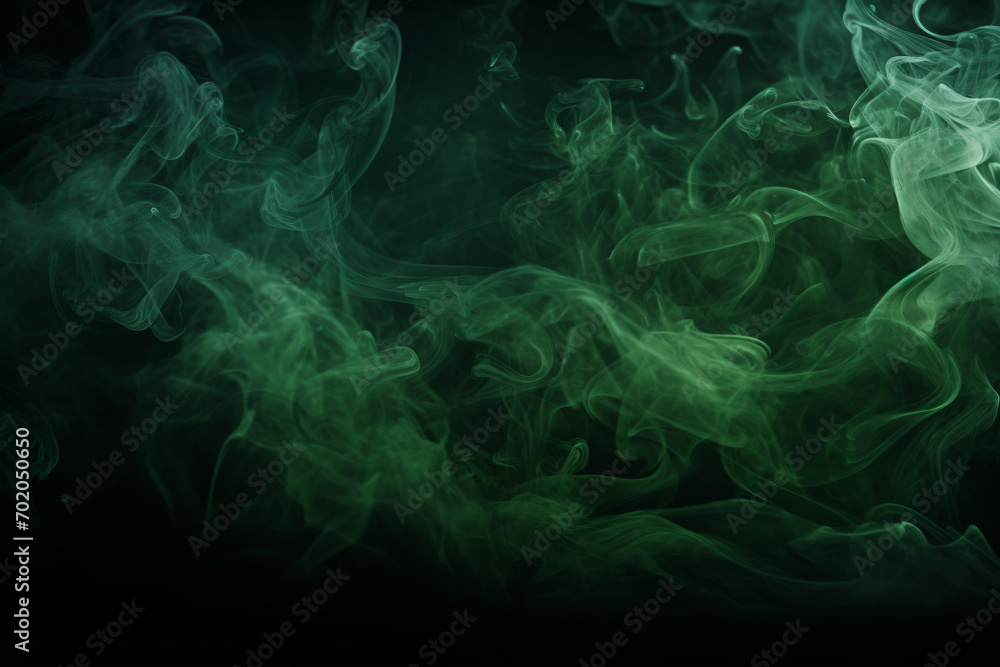 Fototapeta premium Dark Green Smoke on Black Background. A Haunting Image of Mystery and Menace